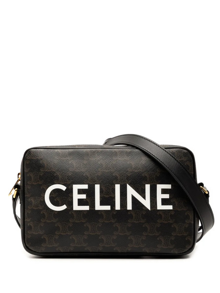  Celine Pre-owned 2023 Medium Triomphe Coated Canvas Logo Crossbody Bag - Brown 