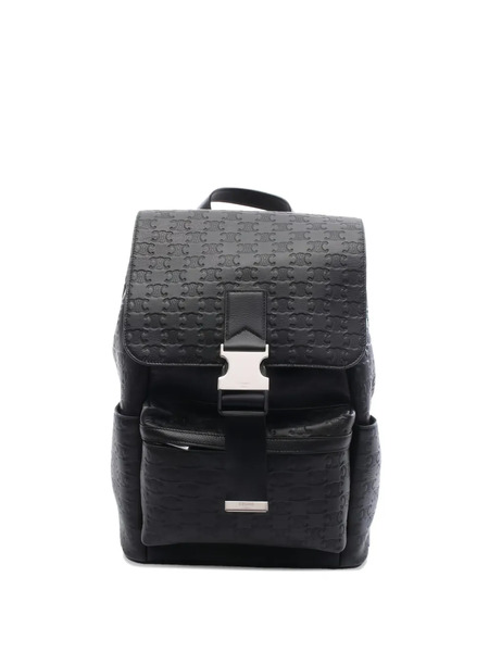  Celine Pre-owned 2020s Triomphe Pattern Leather Backpack - Black 