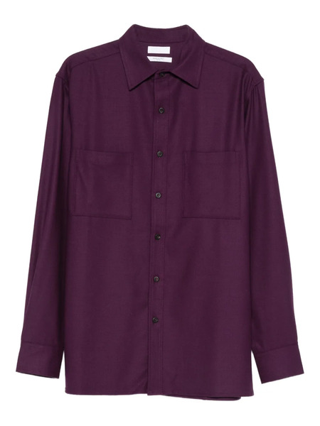  Cellar Door Chest-pocket Button Wool Shirt - Purple 