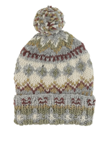  Chamula Fair Isle-pattern Pom-pom Beanie - Grey 