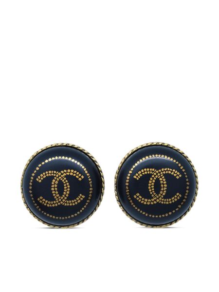  Chanel Pre-owned 2000 Cc-button Clip-on Earrings - Black 
