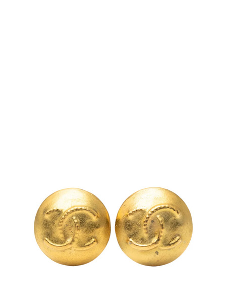  Chanel Pre-owned 1995 Cc Gold Plated Button Clip On Earrings Costume Earrings 