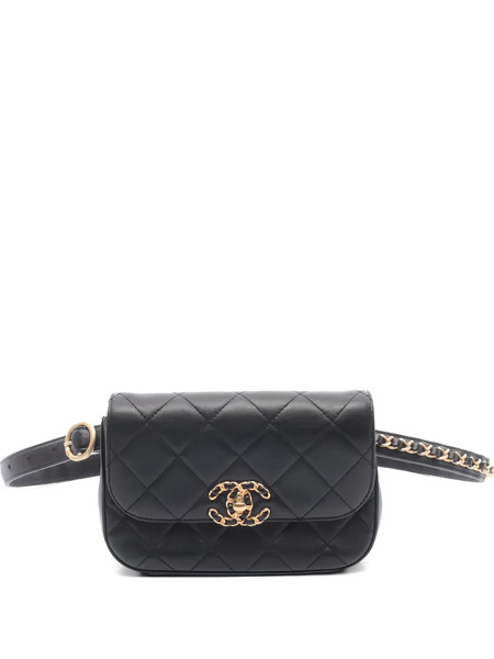  Chanel Pre-owned 2019 Chanel19 Quilted Leather Belt Bag - Black 