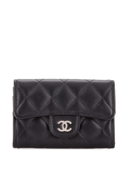  Chanel Pre-owned Classic Flap Case Quilted Lambskin Card Holder - Black 