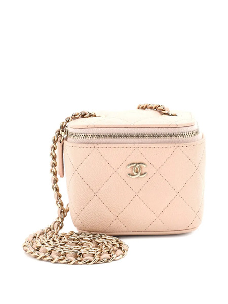  Chanel Pre-owned Classic Vanity Case With Chain Quilted Caviar Mini Pouch - Neutrals 
