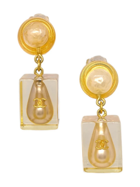  Chanel Pre-owned 1997 Dangle Clip-on Earrings - Gold 