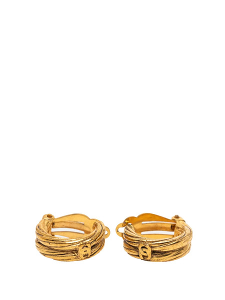  Chanel Pre-owned 1990-2025 Gold Plated Cc Hoop Clip On Earrings Costume Earrings 