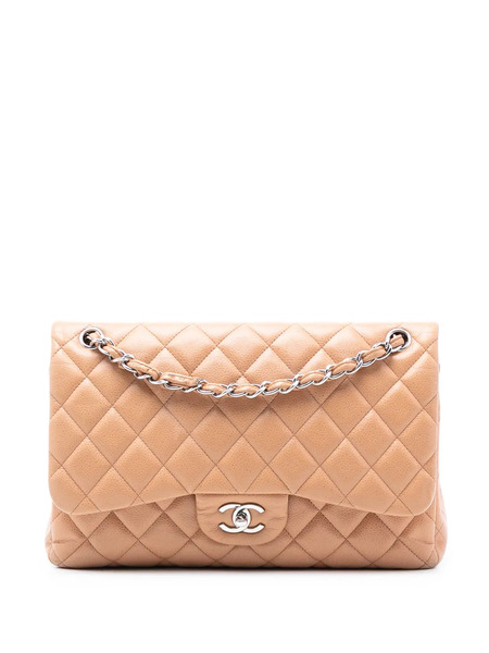  Chanel Pre-owned 2010-2011 Jumbo Classic Caviar Double Flap Shoulder Bag - Brown 