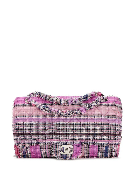  Chanel Pre-owned 2006-2008 Jumbo Tweed Double Flap Shoulder Bag - Pink 