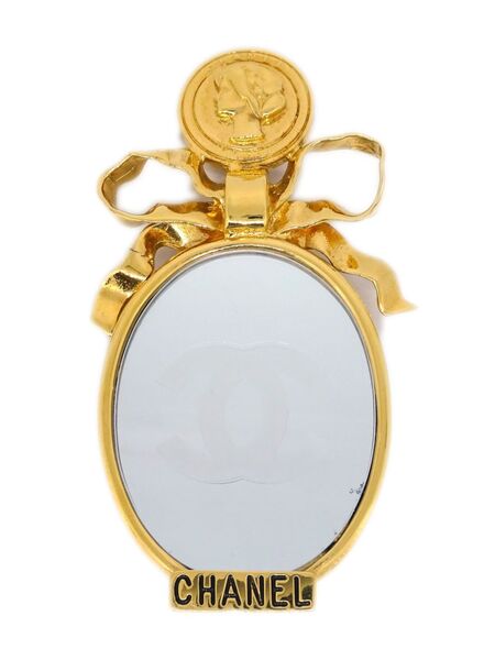  Chanel Pre-owned 1990-2000s Bow Mirror Brooch - Gold 