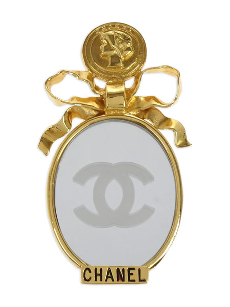  Chanel Pre-owned 1990-2000s Bow Mirror Brooch - Gold 