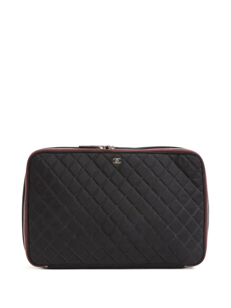  Chanel Pre-owned 2000s Large Nylon Quilted Laptop Case Bag - Black 