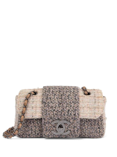  Chanel Pre-owned 2004 Small Tweed Classic Flap Shoulder Bag - Neutrals 