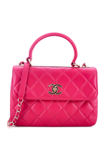  Chanel Pre-owned Trendy Cc Top Handle Bag Quilted Lambskin Small Shoulder Bag - Pink 