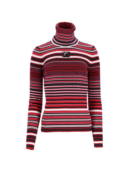  Chanel Pre-owned Turtleneck Striped Top - Red 
