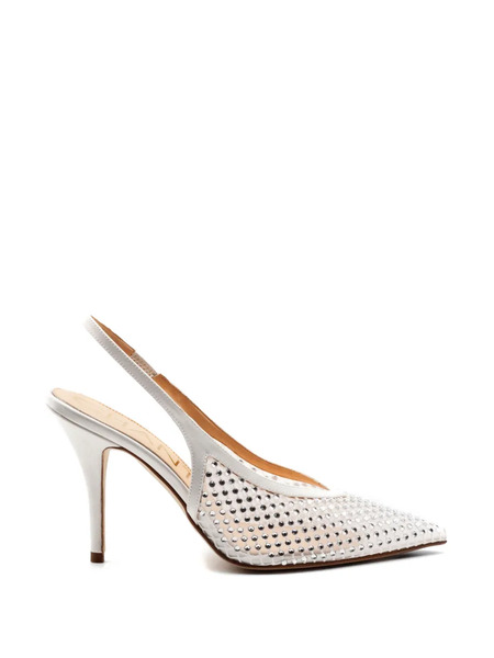 Chantal Rhinestone-embellished Slingback Pumps - White 
