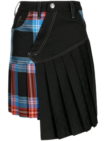  Charles Jeffrey Loverboy Asymmetric Plaid-check Miniskirt - Black 