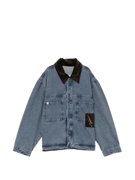  Charles Jeffrey Loverboy Corduroy Collar Denim Jacket - Blue 