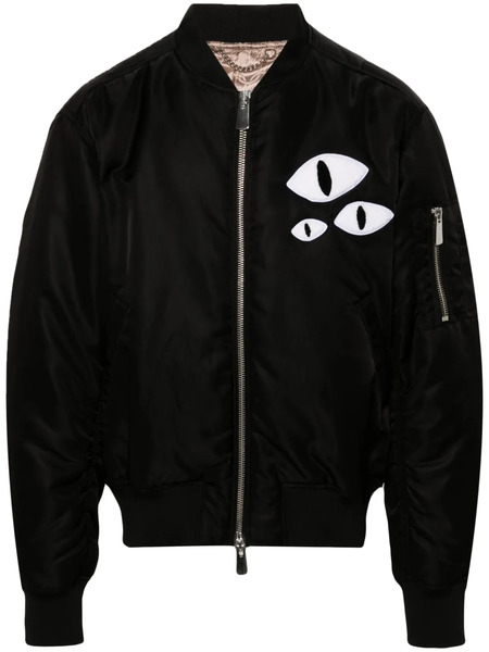  Charles Jeffrey Loverboy Eye-patch Padded Bomber Jacket - Black 