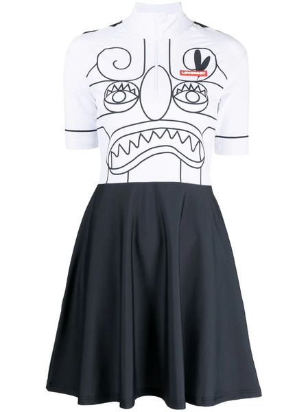  Charles Jeffrey Loverboy Face-print Flared Minidress - Black 