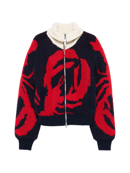  Charles Jeffrey Loverboy Knitted Zip Puffer Jacket - Blue 