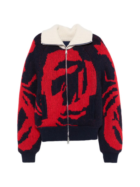  Charles Jeffrey Loverboy Knitted Zip Puffer Jacket - Red 