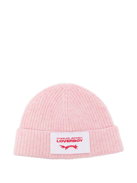  Charles Jeffrey Loverboy Logo-patch Beanie Hat - Pink 