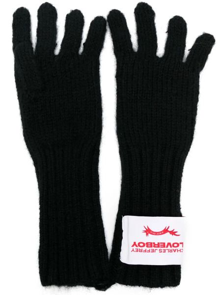  Charles Jeffrey Loverboy Logo-patch Knitted Gloves - Black 