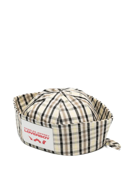  Charles Jeffrey Loverboy Plaid-pattern Tie-detail Hat - Neutrals 