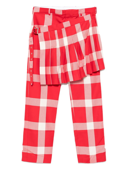  Charles Jeffrey Loverboy Pleated-panel Checked Trousers - Red 