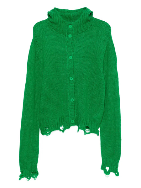 Charles Jeffrey Loverboy Rabbit Balaclava Button-front Cardigan - Green 