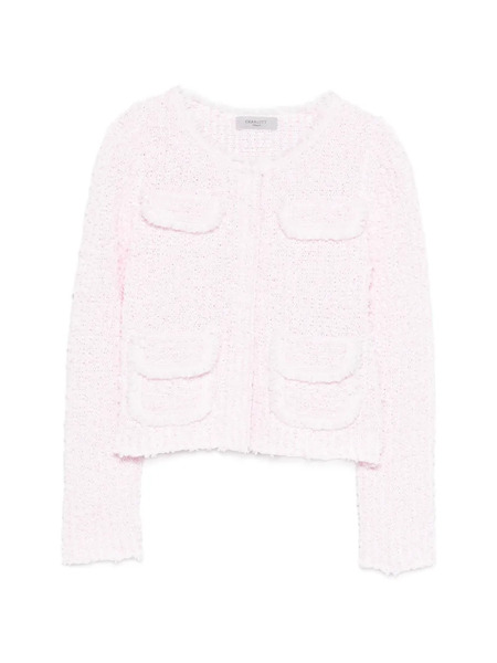  Charlott Frayed-detail Pocket Cardigan - Pink 