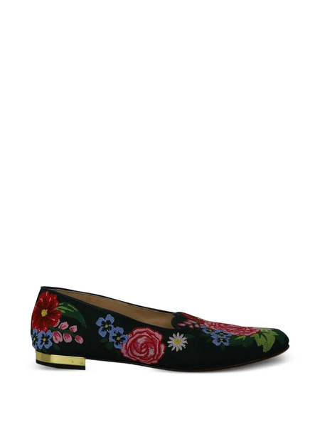  Charlotte Olympia Floral-embroidered Loafers - Green 