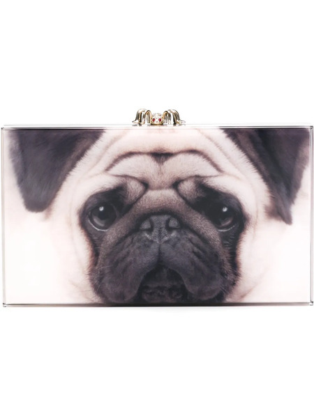  Charlotte Olympia 'pandora' Pug Print Clutch - Neutrals 