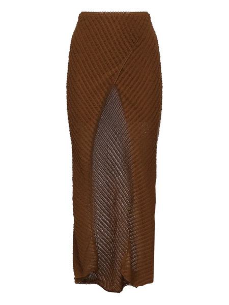  Charo Ruiz Ibiza Eris Ribbed Side-slit Skirt - Brown 