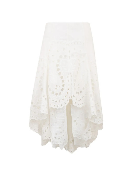  Charo Ruiz Ibiza Finn Eyelet Asymmetric Skirt - White 