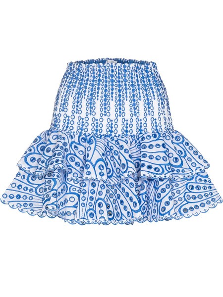  Charo Ruiz Ibiza Noa Embroidered Ruffled Mini Skirt - White 