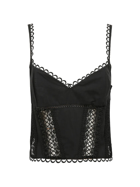  Charo Ruiz Ibiza Poppy Scalloped-trim Top - Black 