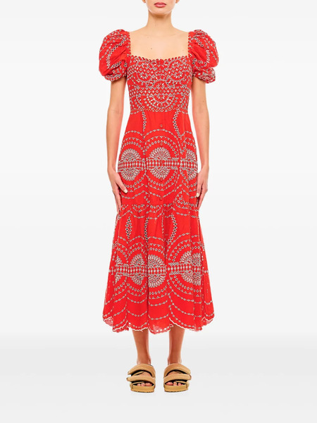  Charo Ruiz Ibiza Puff-sleeve Embroidered Midi Dress 