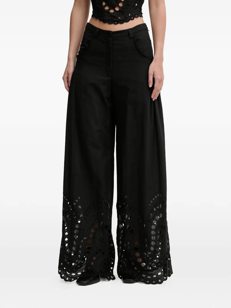  Charo Ruiz Ibiza Ray Eyelet Wide Trousers - Black 