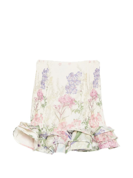  Charo Ruiz Ibiza Turma Ruffled-hem Floral Mini Skirt - Neutrals 