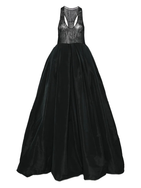  Chb Christian Boaro Lace-insert Pleated Gown - Black 