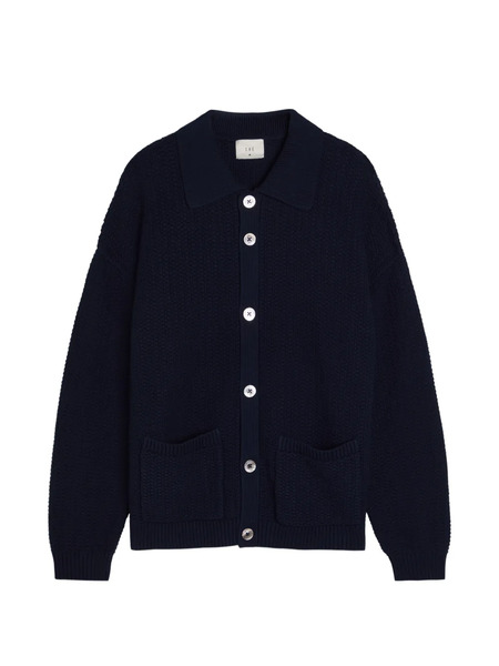  Ché Polo-collar Cardigan - Blue 