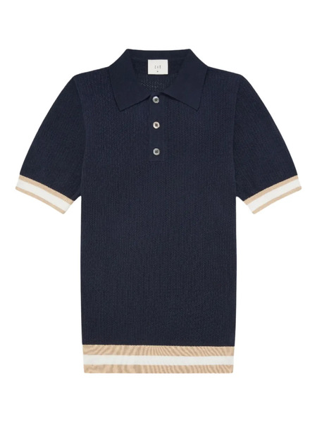  Ché Ribbed-knit Polo Shirt - Blue 