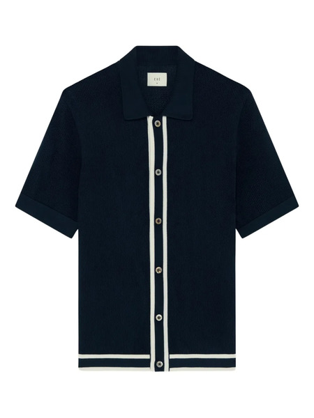  Ché Textured Panelled Cardigan - Blue 