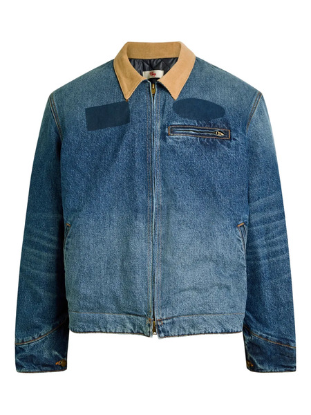  Cherry La Contrast-collar Denim Jacket - Blue 