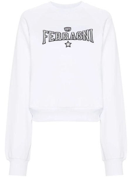  Chiara Ferragni Embroidered-logo Cotton Sweatshirt - White 