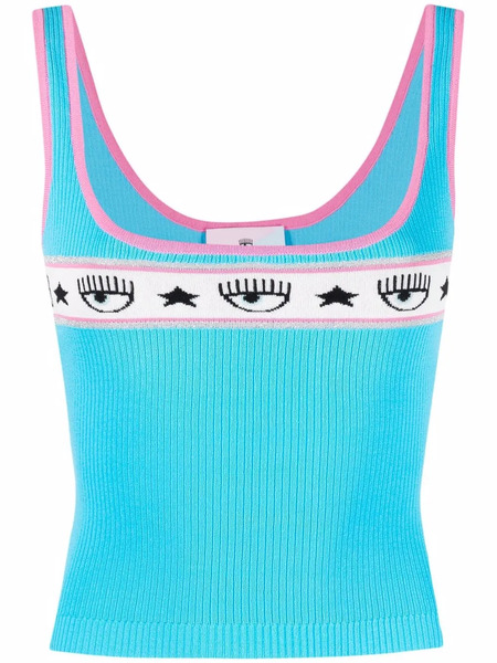  Chiara Ferragni Eye-motif Knitted Vest Top - Blue 