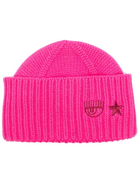  Chiara Ferragni Eye Star-embroidered Ribbed Beanie - Pink 