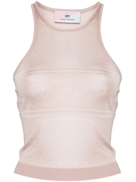  Chiara Ferragni Eyelike-motif Metallic Sleeveless Top - Pink 